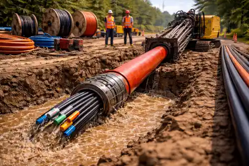 Прокладка кабеля и газопровода